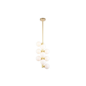 Pendente Vertical Moderno Dourado com Bola Branca 12 Lâmpadas Jabuti