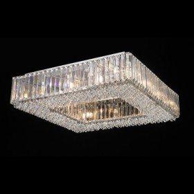 Plafon de Cristal Translúcido de Aço Cromado 12 Lâmpadas +Luz Iluminição